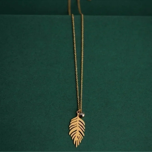 Palm Leaf Necklace Summer Beach Gold Boho 18k Gold - Picture 6 of 11